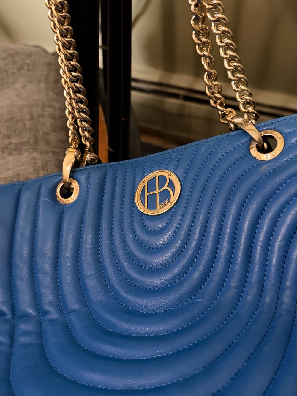 Henri Bendel Blue Quilted Chain-Handle Shoulder Bag